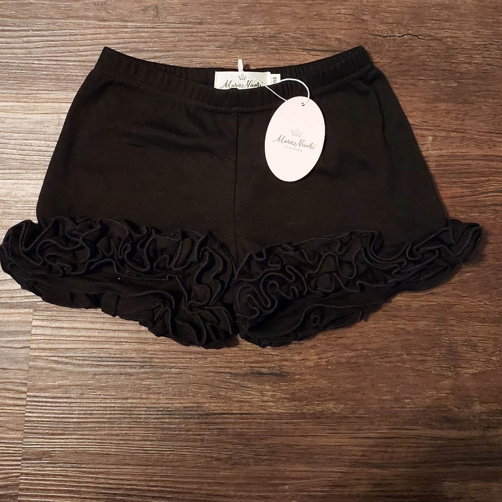 Girls Marie Nicole Size 6 Black Ruffle Elastic Shorts Boutique New With Tags!